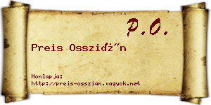 Preis Osszián névjegykártya